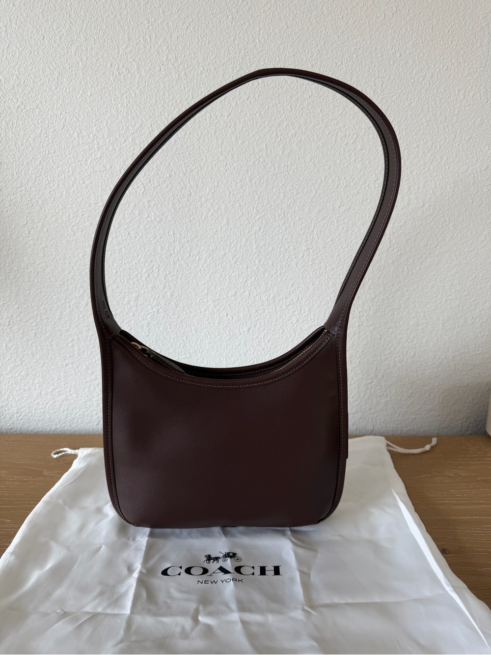 Coach Curve Zip Dark Brown Leather Shoulder Bag